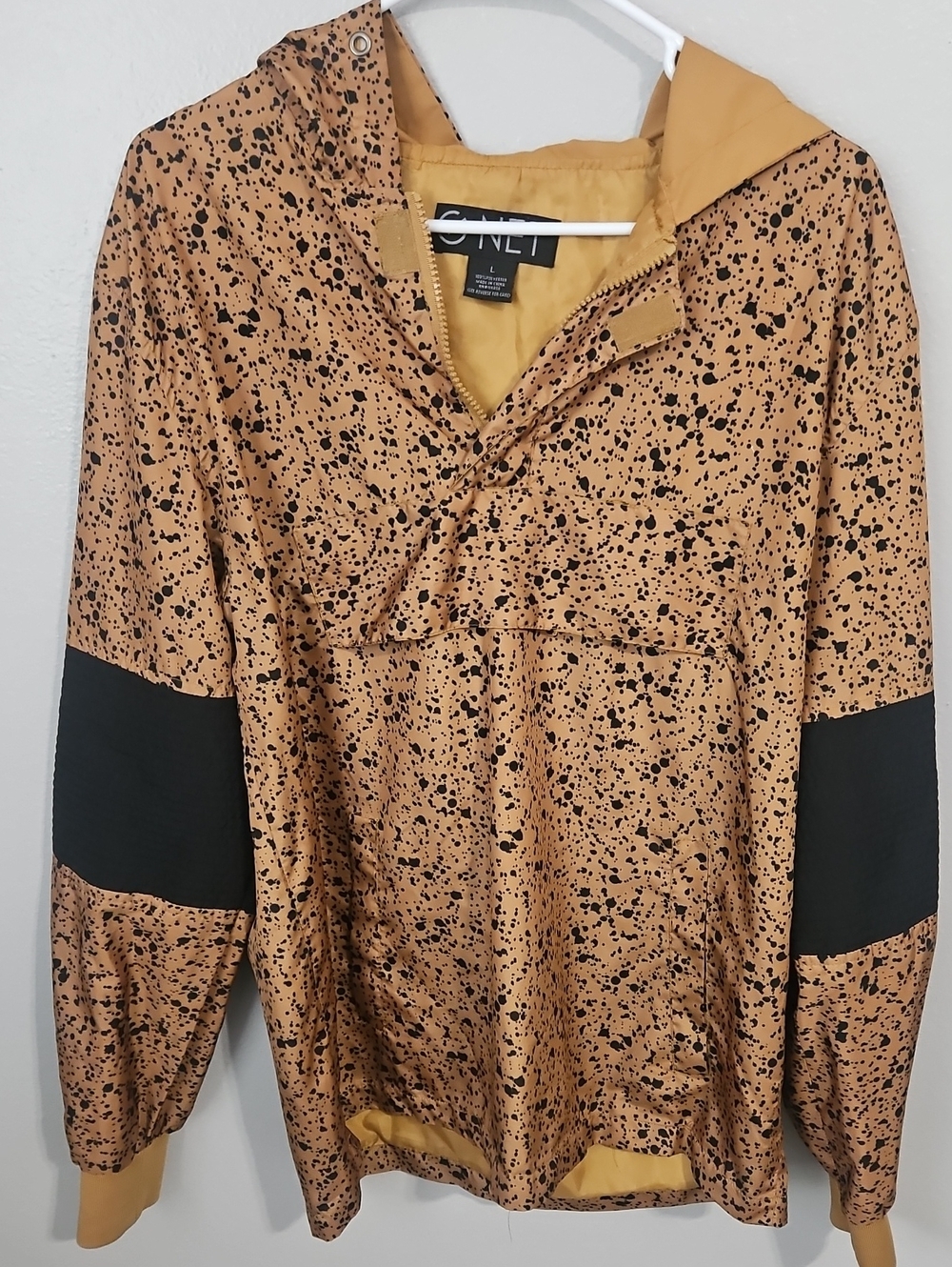 Woman's Mustard Splatter Pullover Rain Jacket